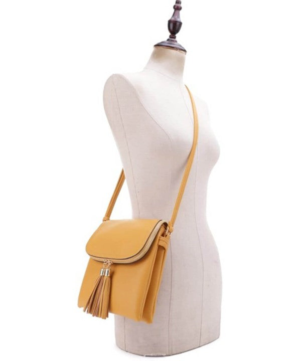 Double Tassel Flap Crossbody