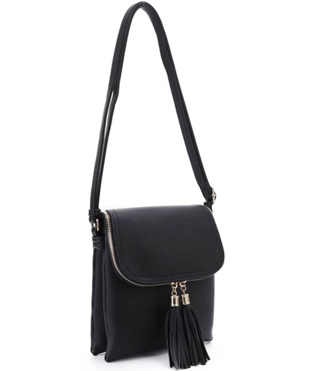 Double Tassel Flap Crossbody