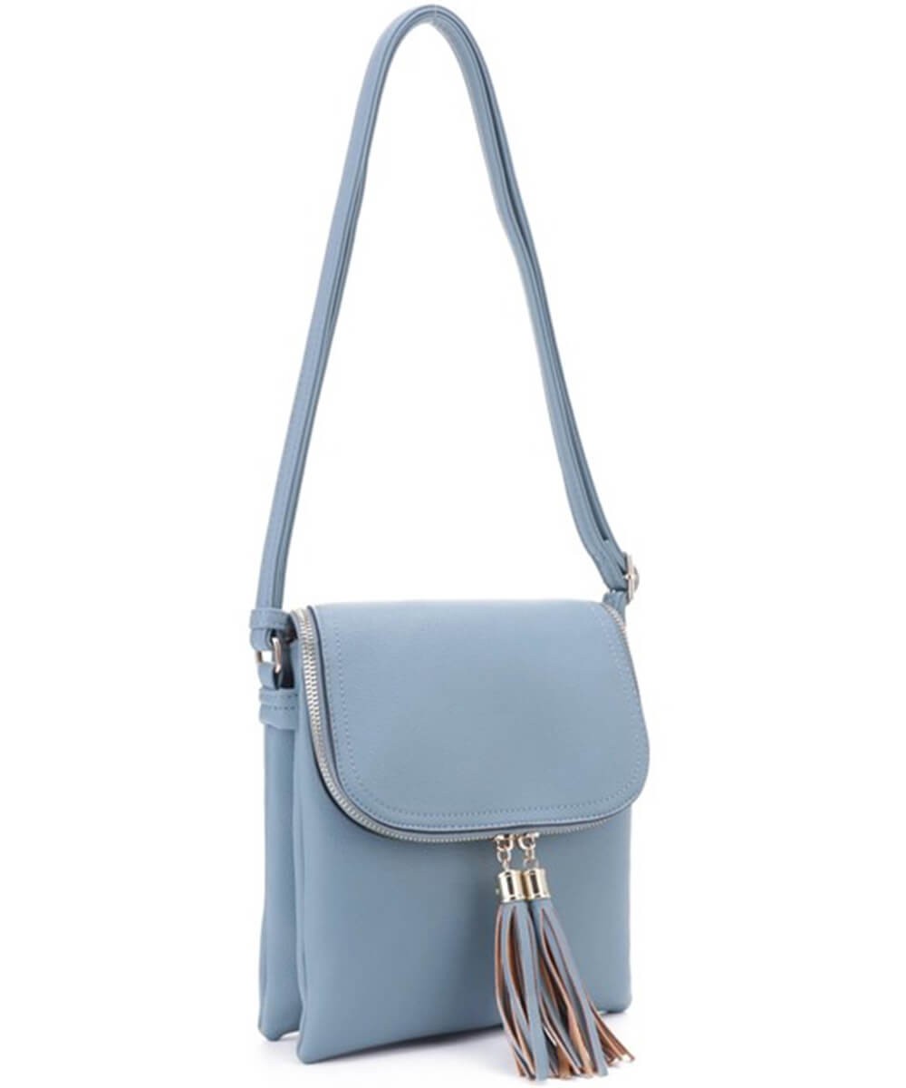 Double Tassel Flap Crossbody