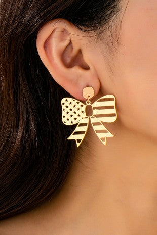 Fourth Of July Bow Matte Earrings