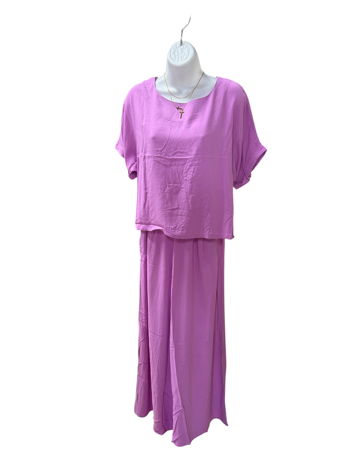 WOVEN SHORT SLEEVE & LONG PANTS SET