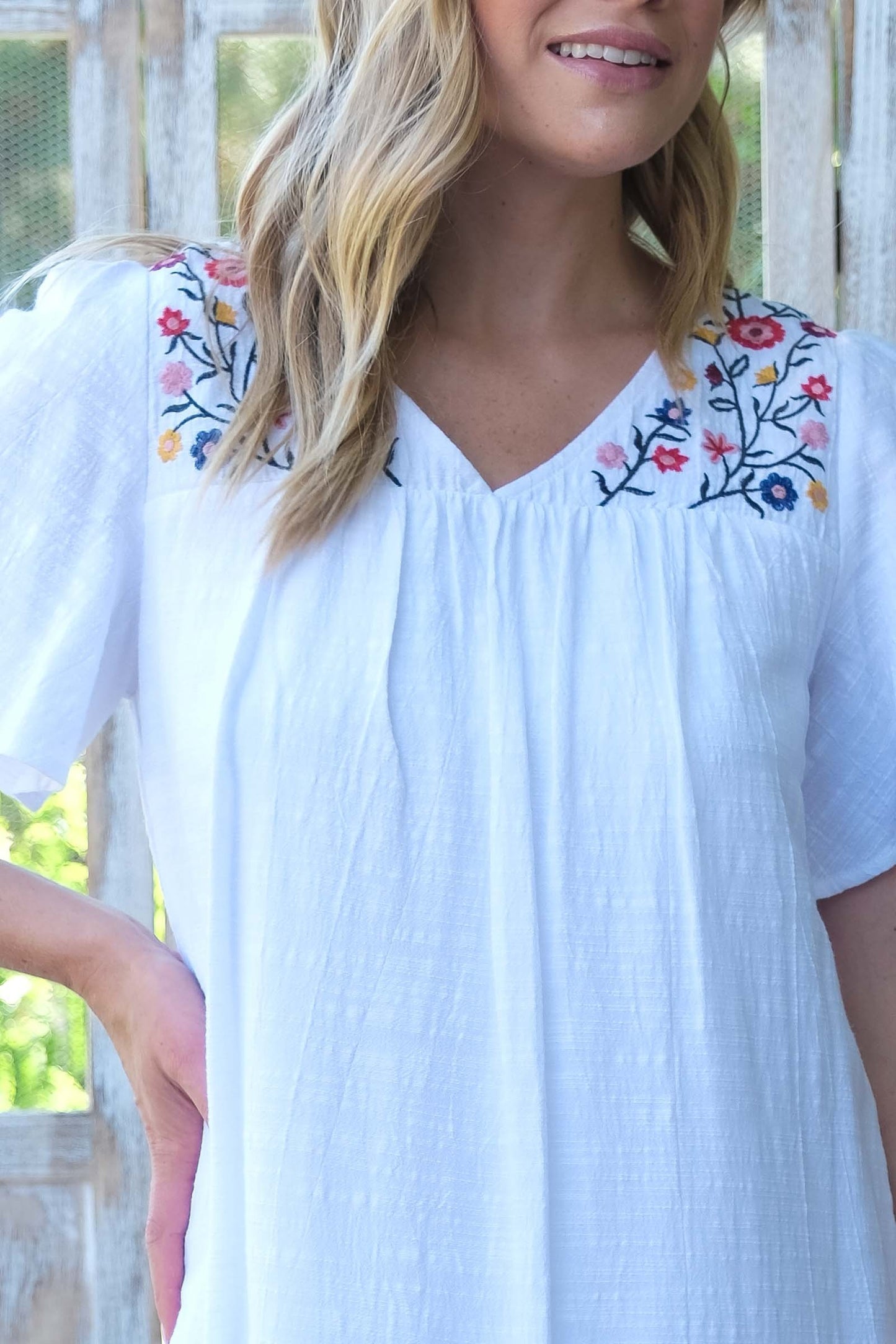 Embroidered Babydoll Dress