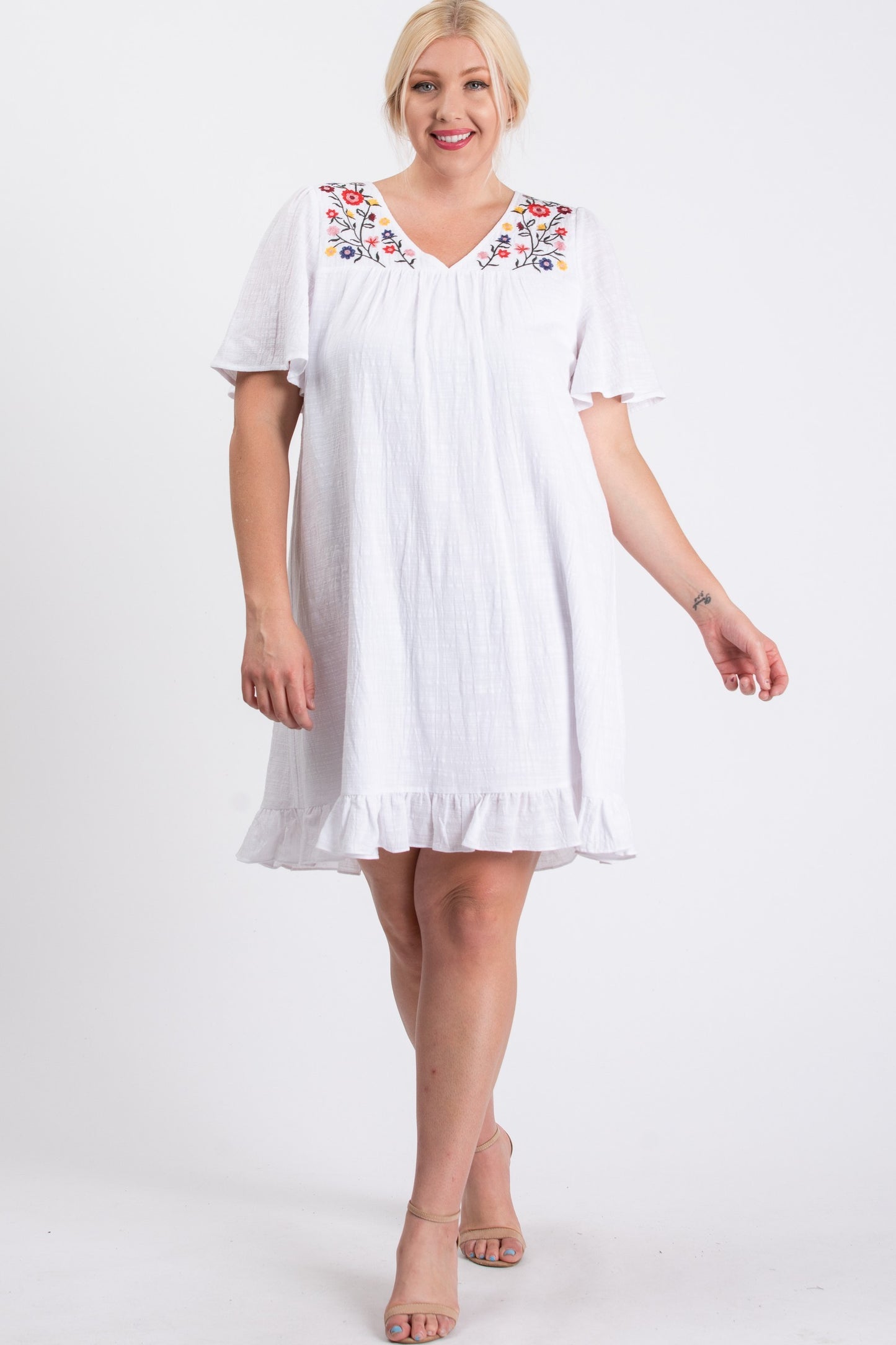Embroidered Babydoll Dress