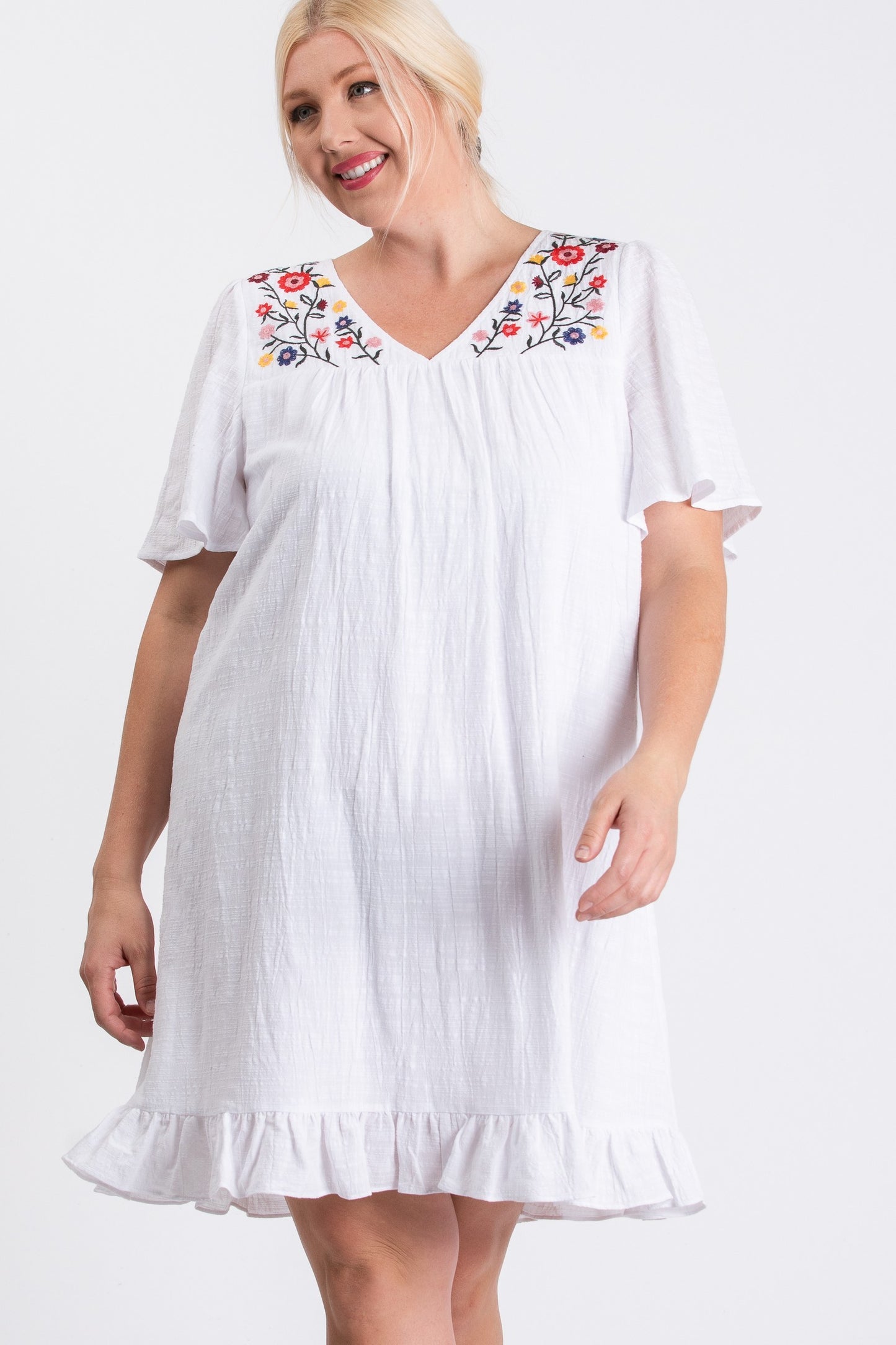 Embroidered Babydoll Dress