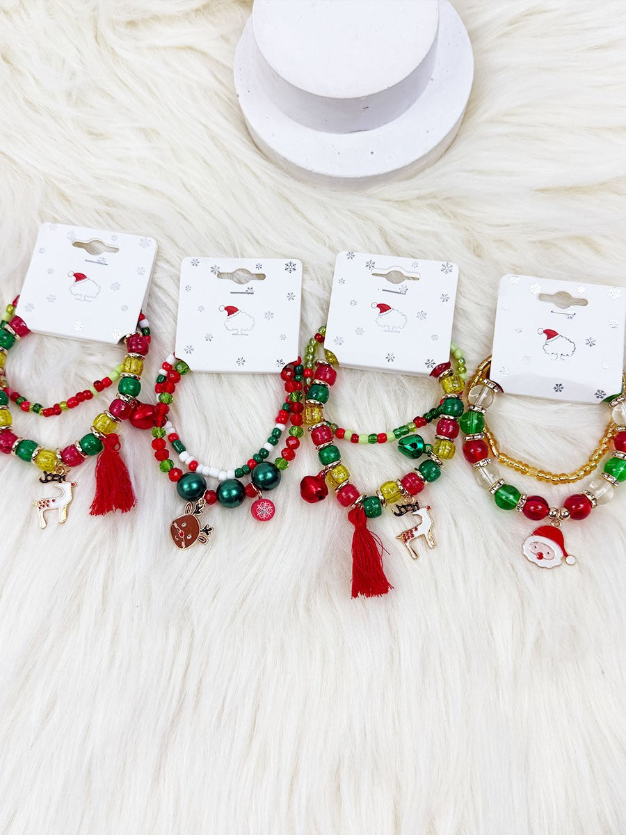 Christmas Theme Bracelet  w Charm And Tassel