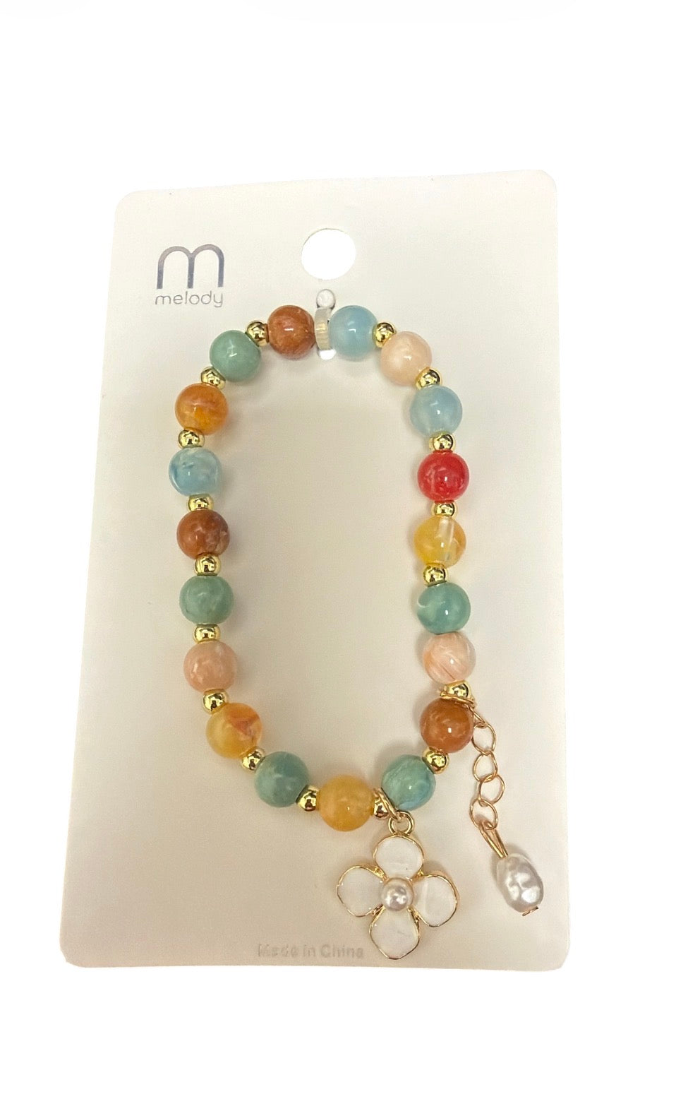 Multi Color Flower Charm Bracelet