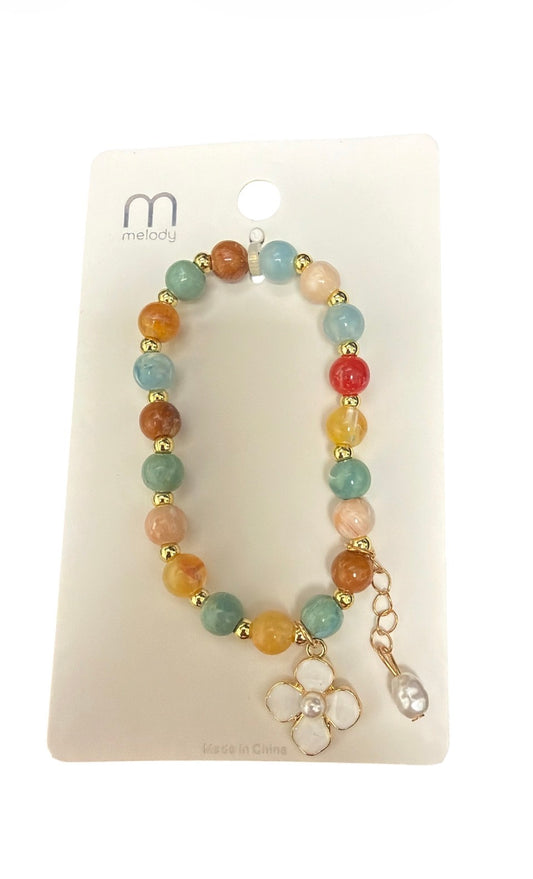 Multi Color Flower Charm Bracelet