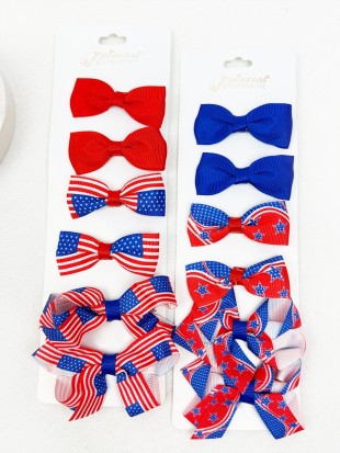 American Flag Bow Hair Clip Set