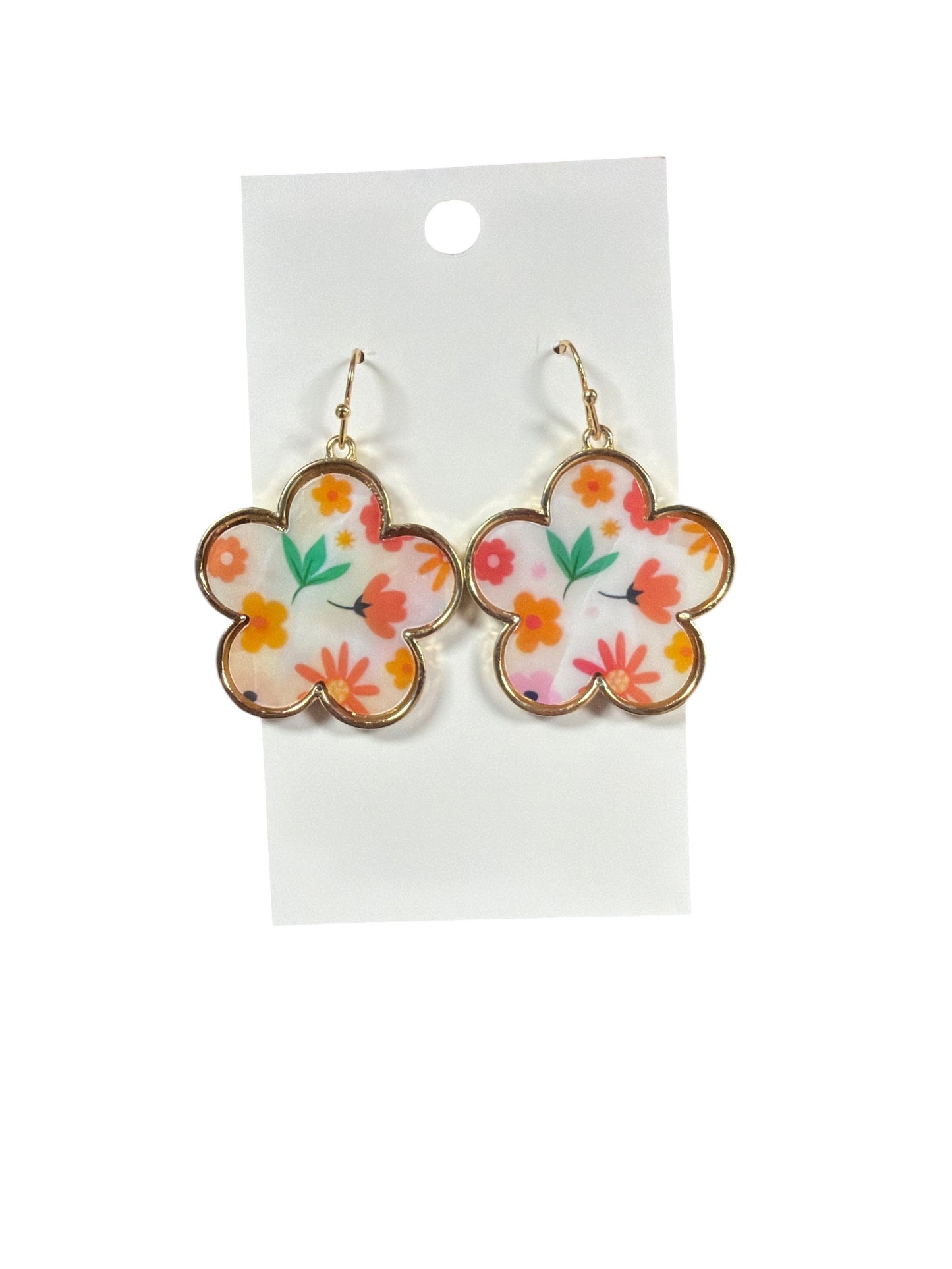 Gold Trim Flower Earring