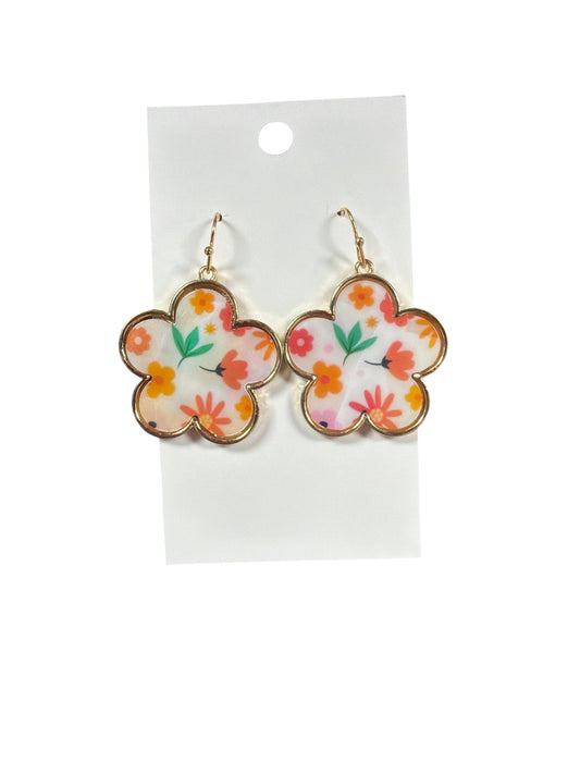 Gold Trim Flower Earring