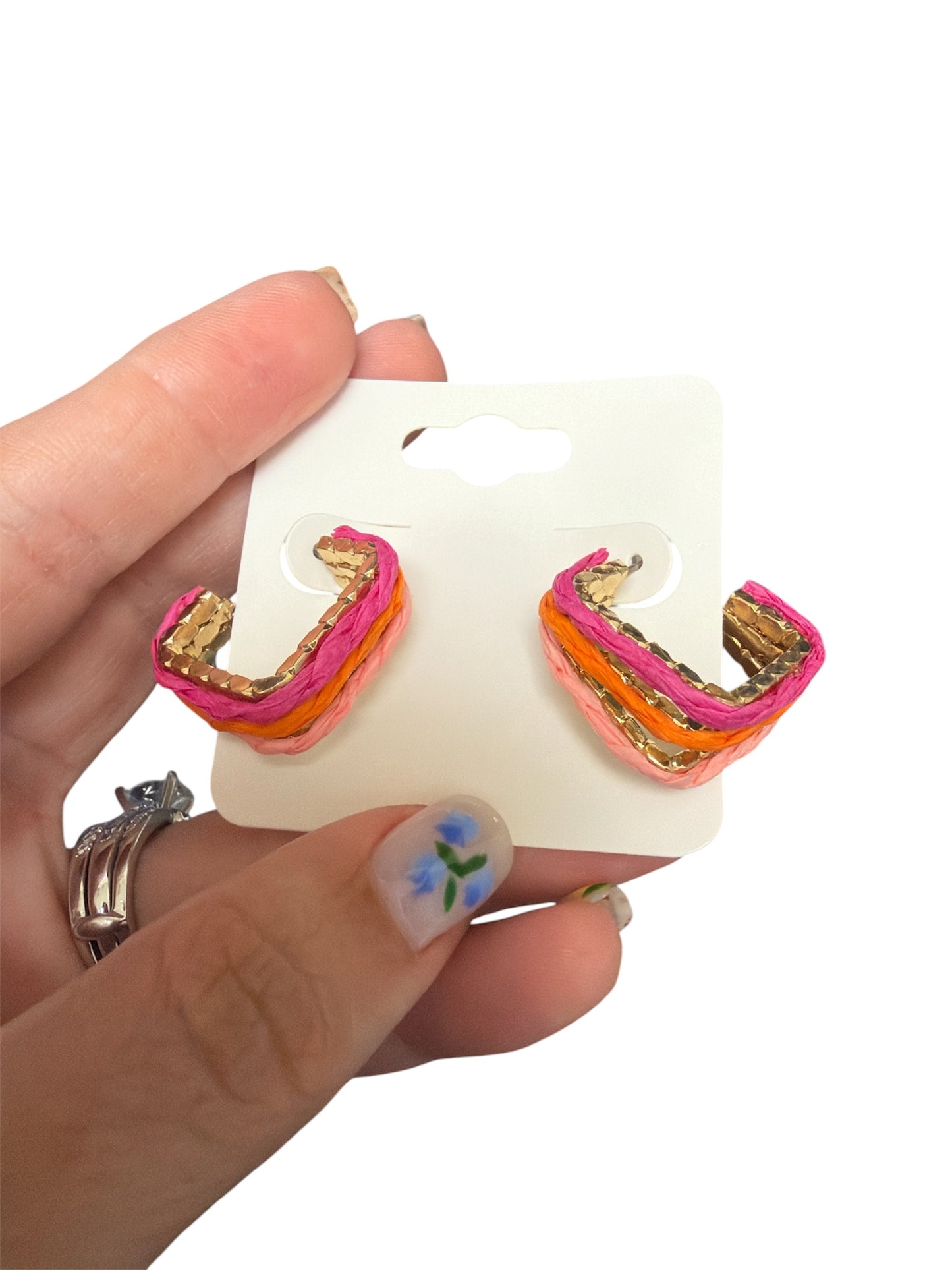 Multi Color Square Hoop Earring