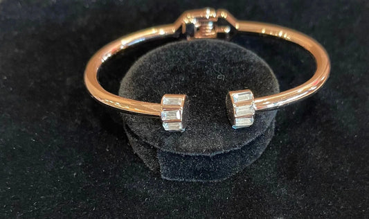 Rose Gold Hinge Bracelet with Baguette Rhinestones