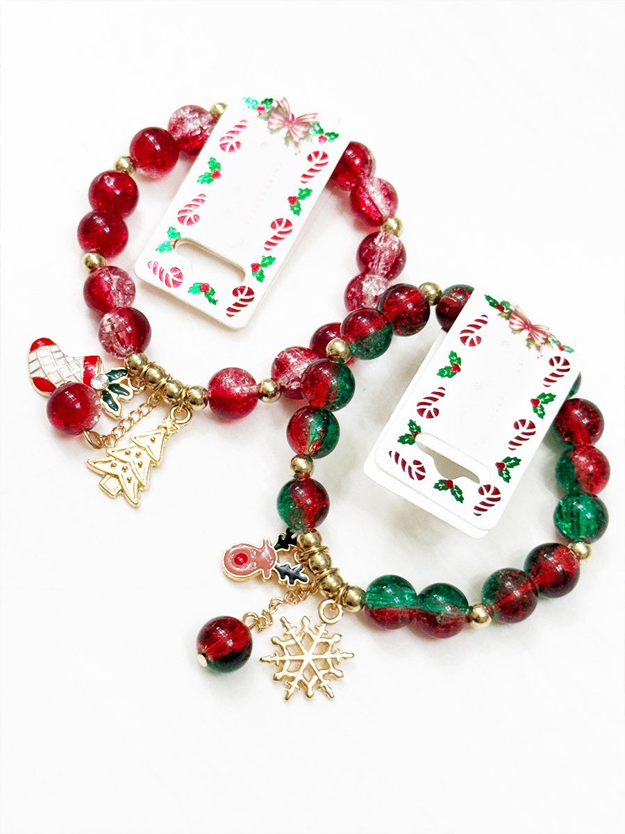 Stretch Christmas Theme Charm Bracelet
