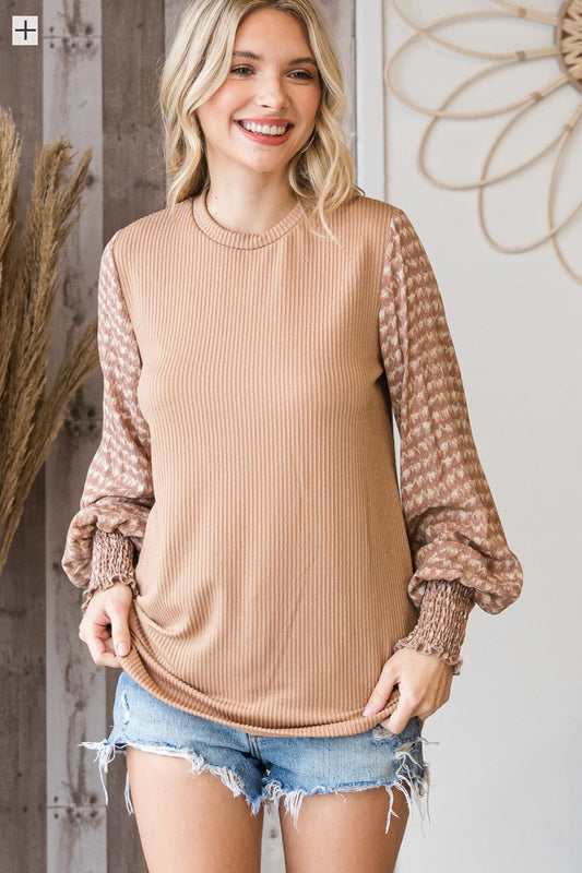 Tan Urban Rib Knit Top
