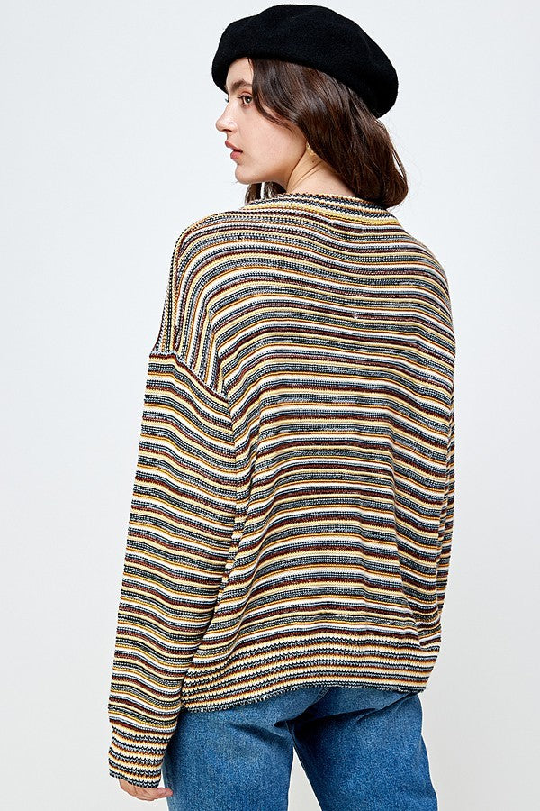 Multi Color Stripes Pullover Sweater