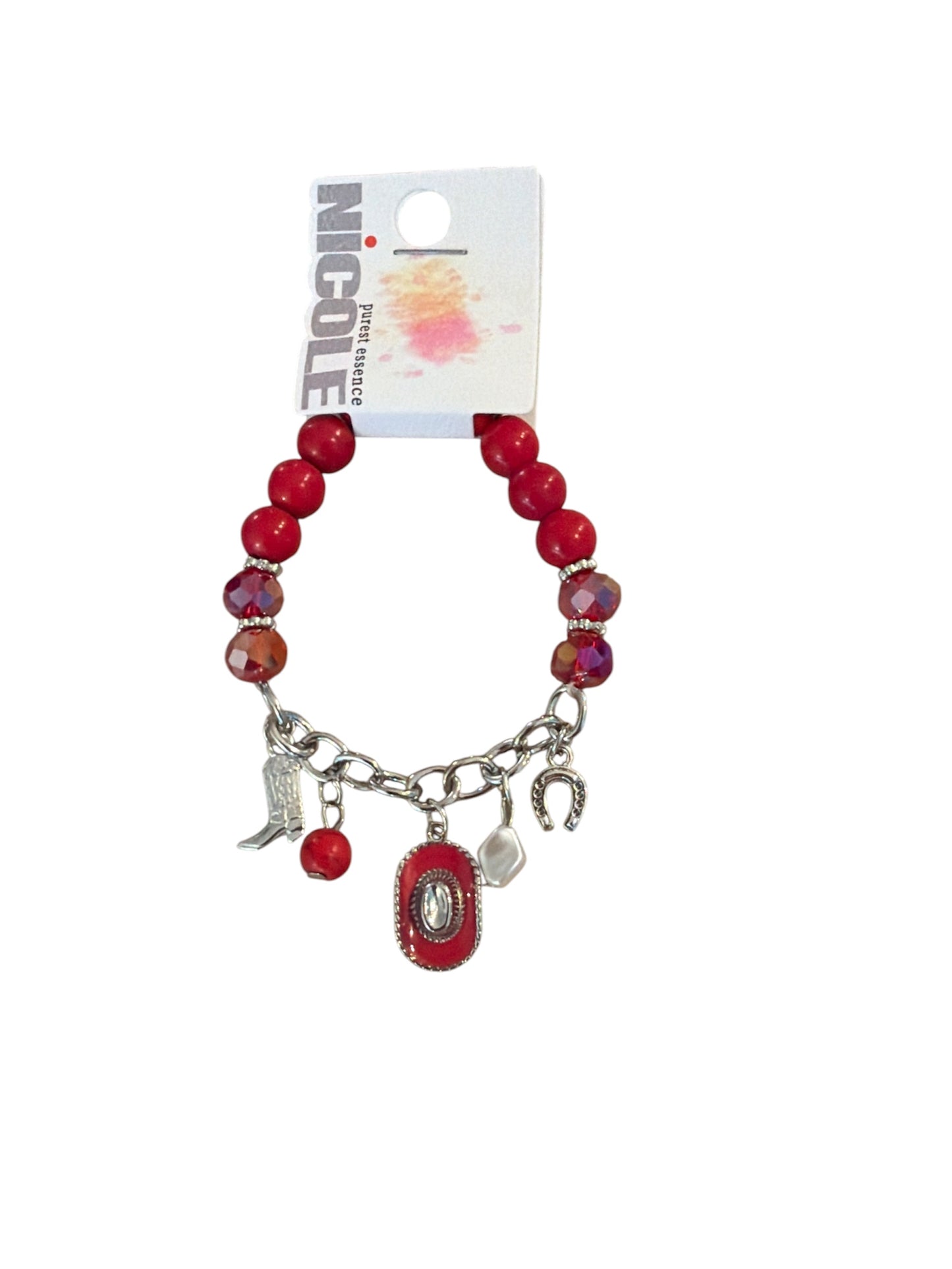 Western Stretchy Charm Bracelet Silver