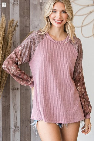 Mauve Urban Ribbed Knit Top