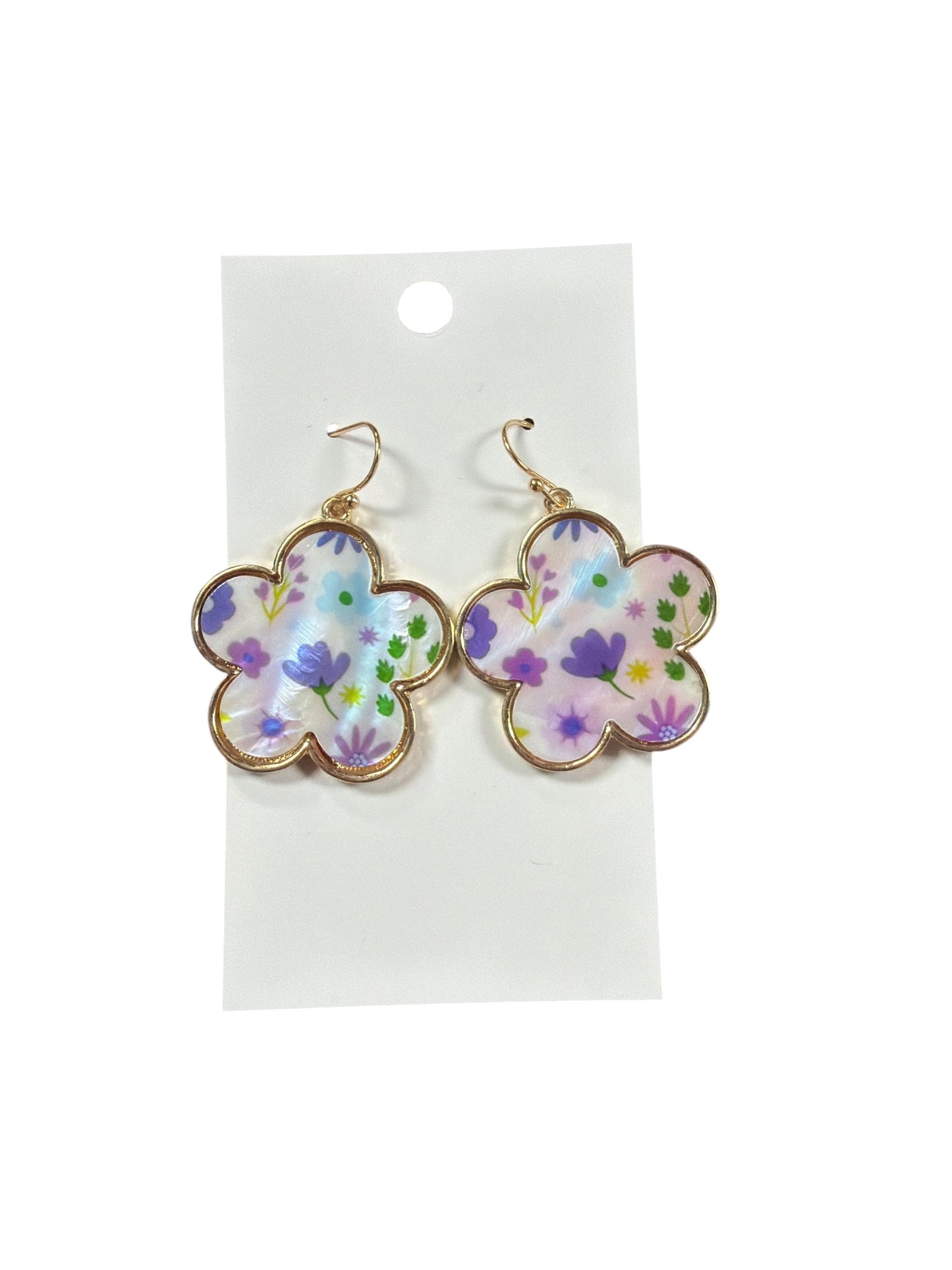Gold Trim Flower Earring