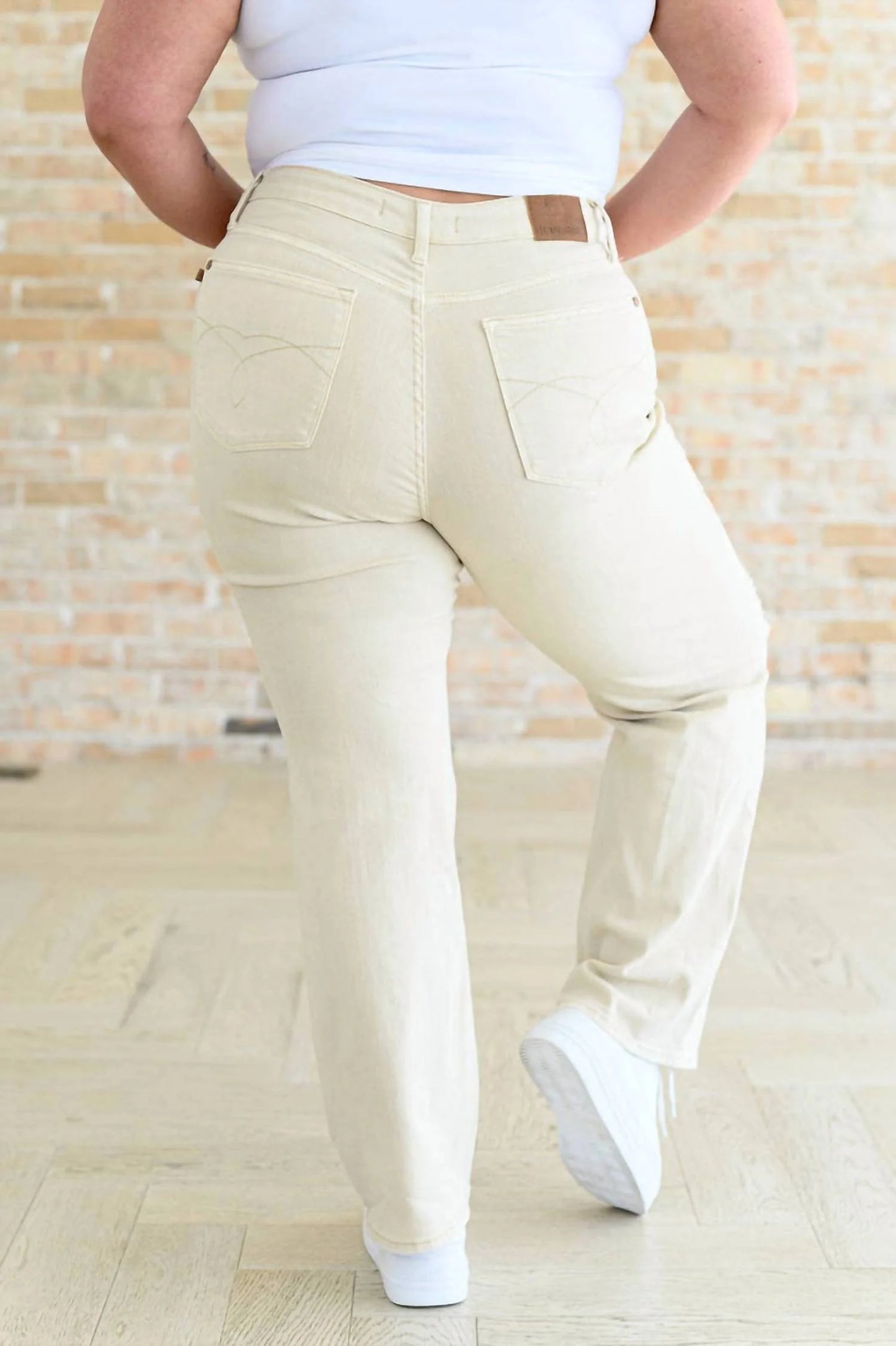 Judy Blue High Rise Distressed Jeans Bone