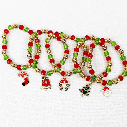 Green & Red Theme Christmas Charm Bracelet
