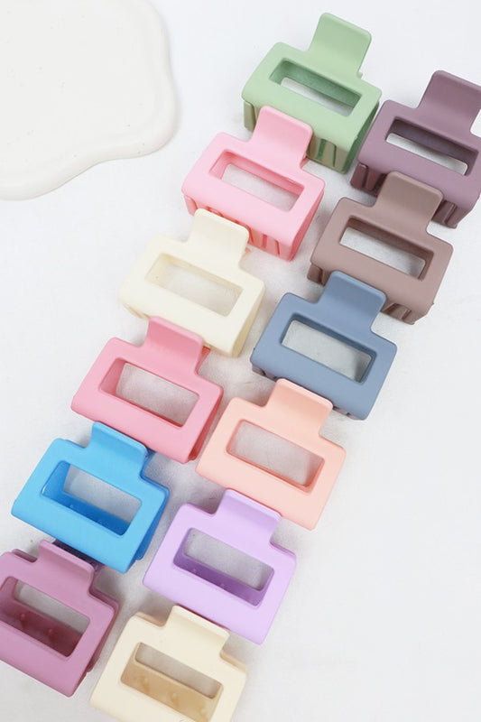 2PK Matte Color Rectangle Hair Clip Set