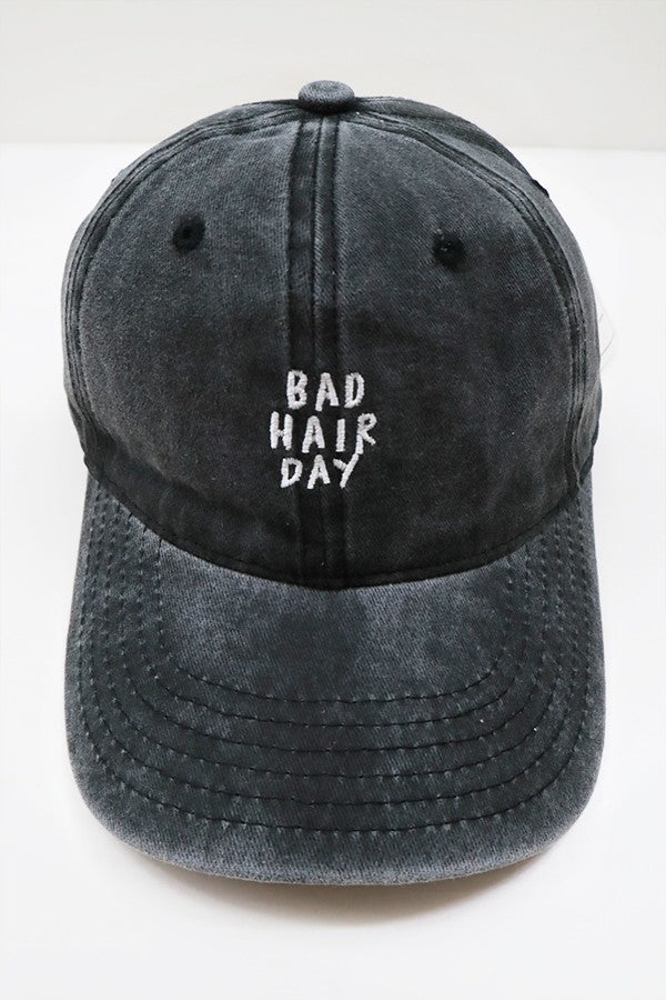 Bad Hair Day Embroidered Washed Hat