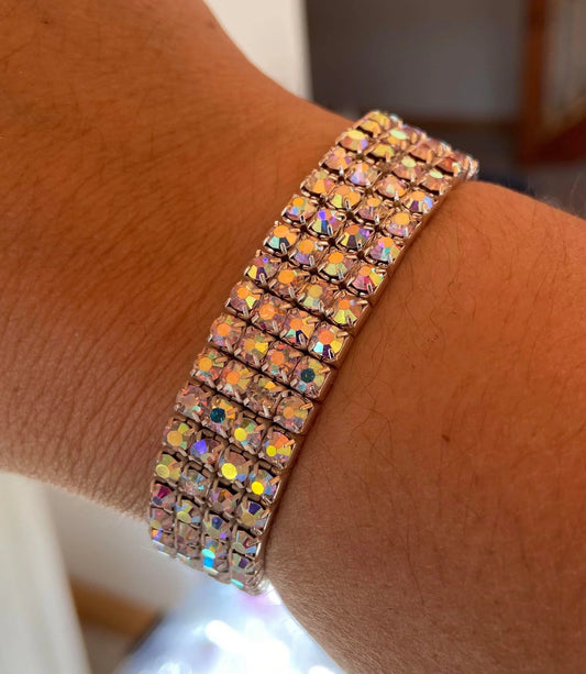 Four Layer Iridescent Stretch Bracelet