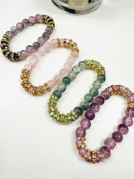 Elegant Bead and Stone Stretch Bracelet