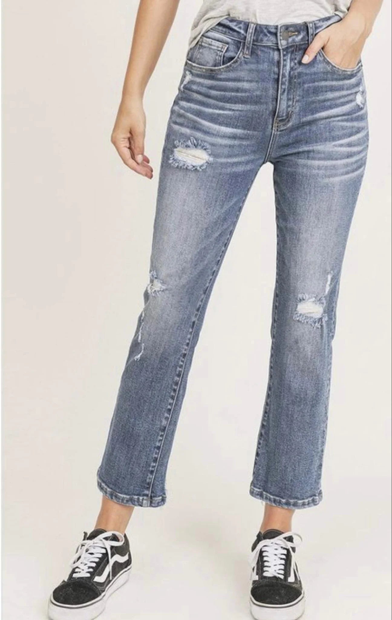 RISEN  WASHED STRAIGHT LEG JEANS - FB2507