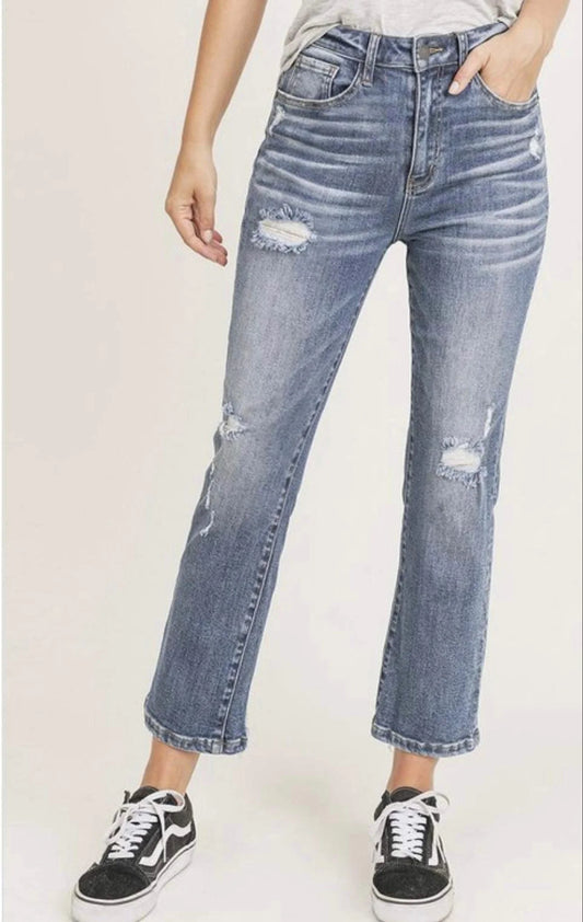 RISEN  WASHED STRAIGHT LEG JEANS - FB2507