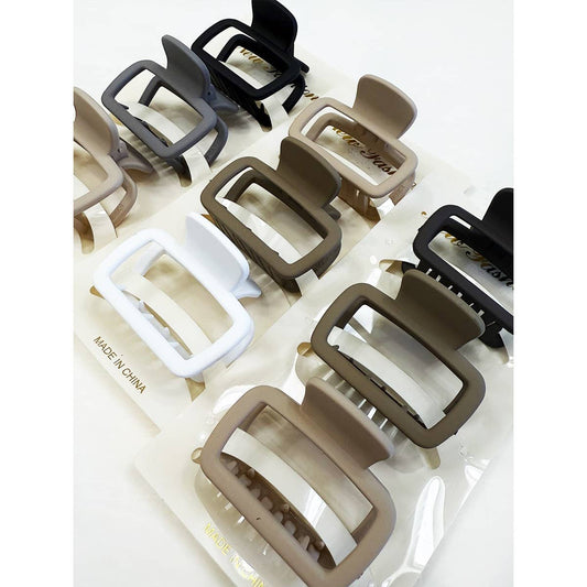 Neutral Color Medium Rectangle Hair Claw Set