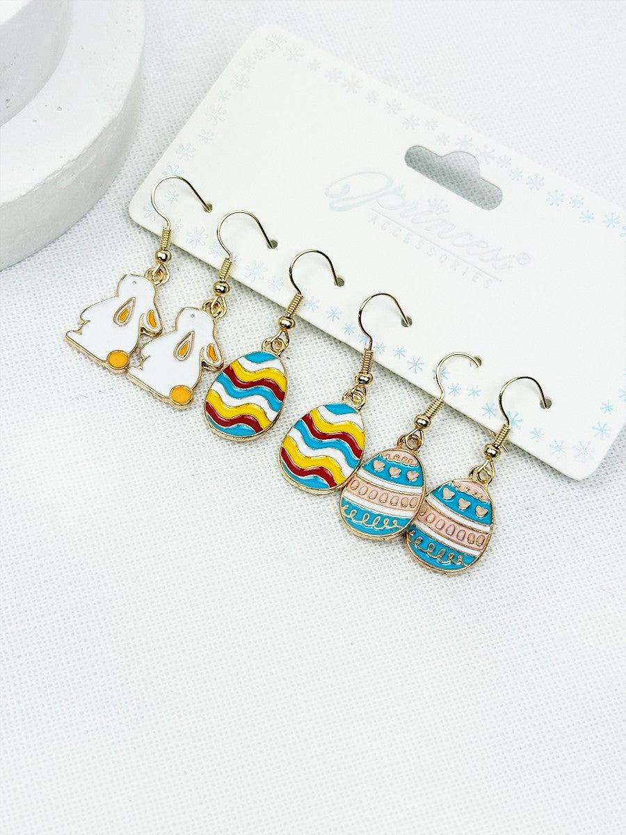 Easter Egg Dangle Earrings Set