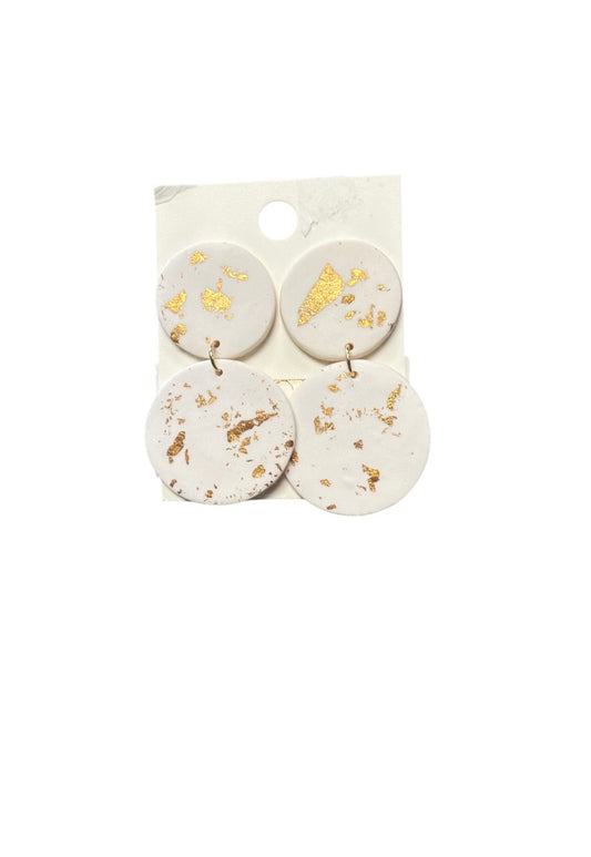 White Glitter Clay Earrings