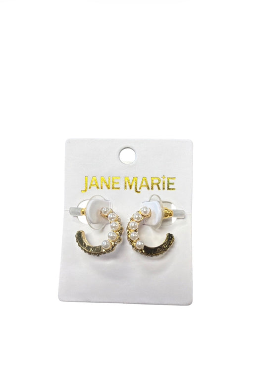 Mini Pearl Rhinestone Hoops