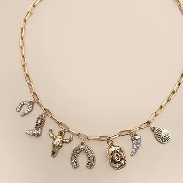 Charm Necklace Western Hat Horseshoe Boot