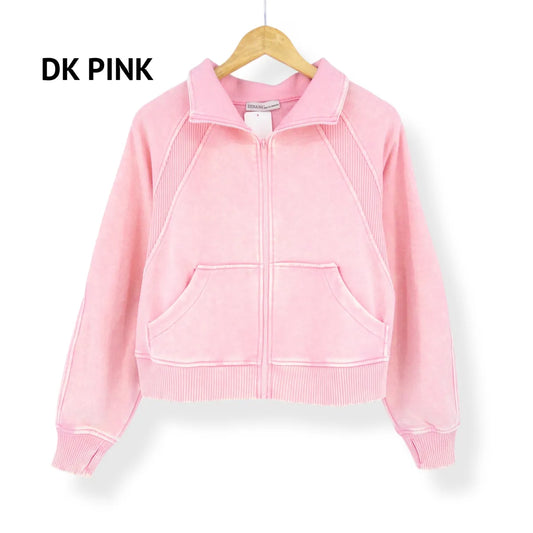 Zenana Washed Pink Zipup