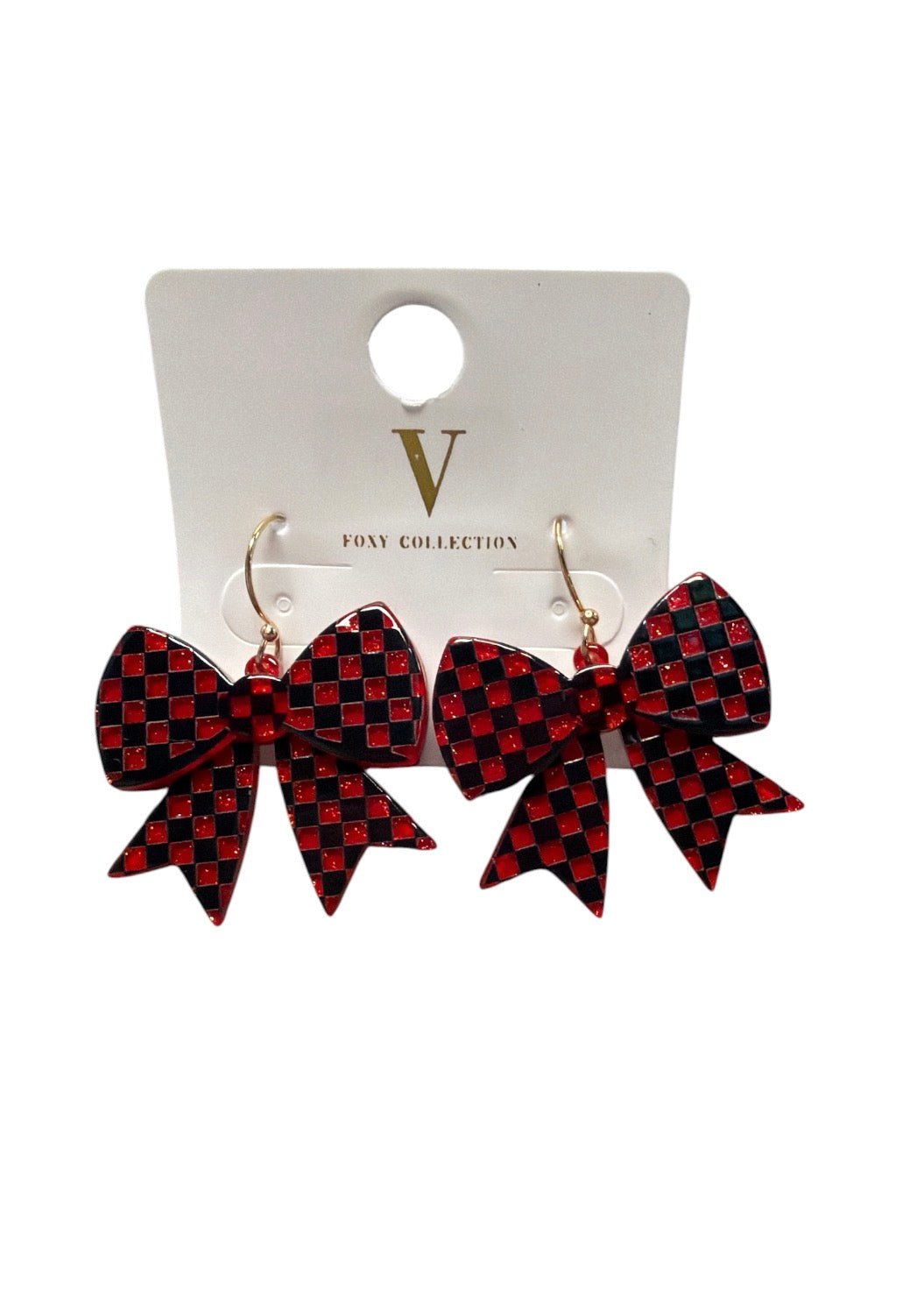 Game Day Checker Bow Earrings