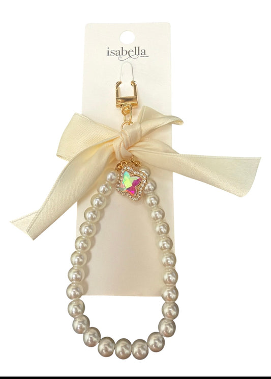 Bow and Pearl Bag Keychain Accessory