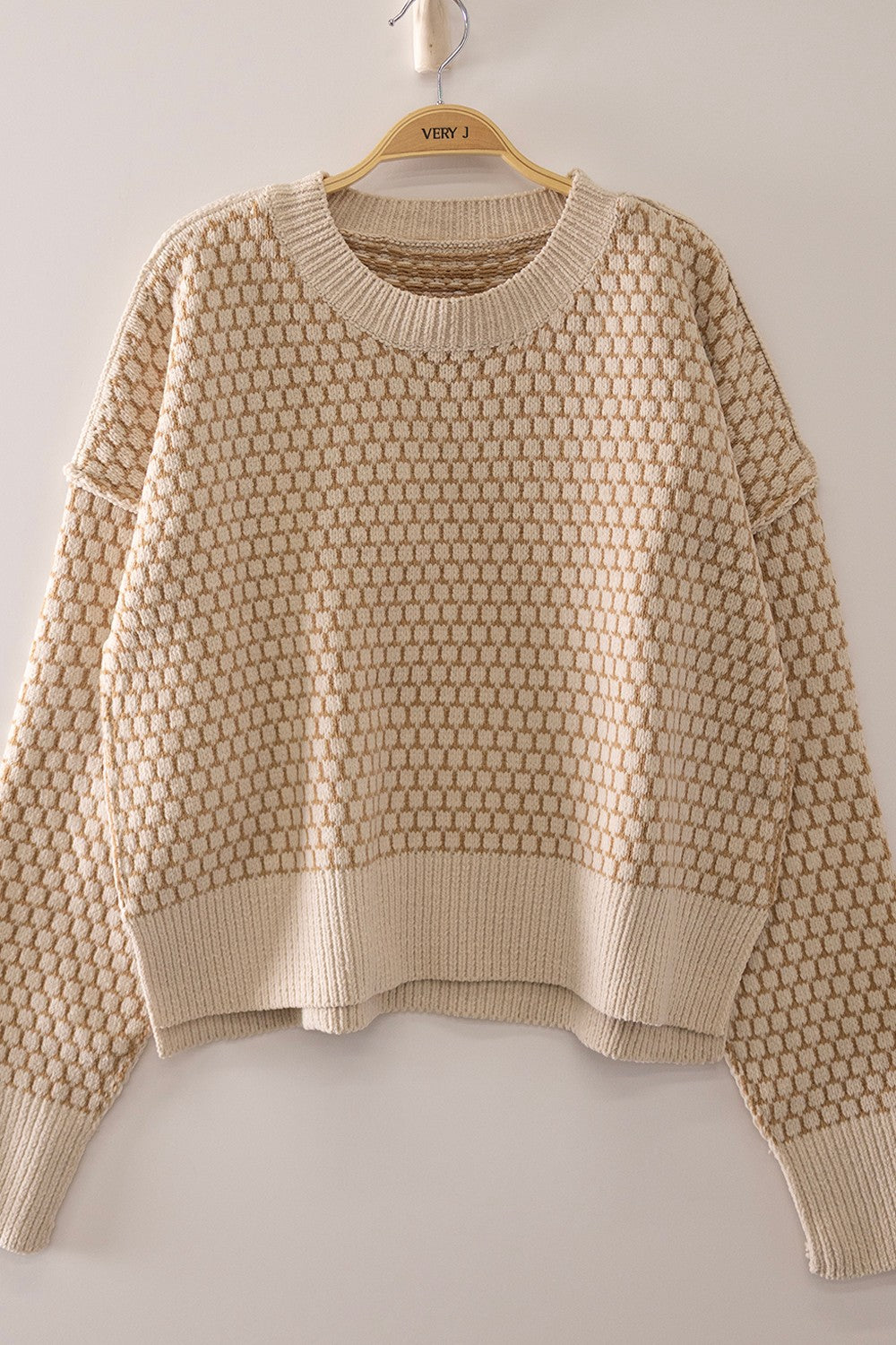 Geometric Check Pattern Sweater