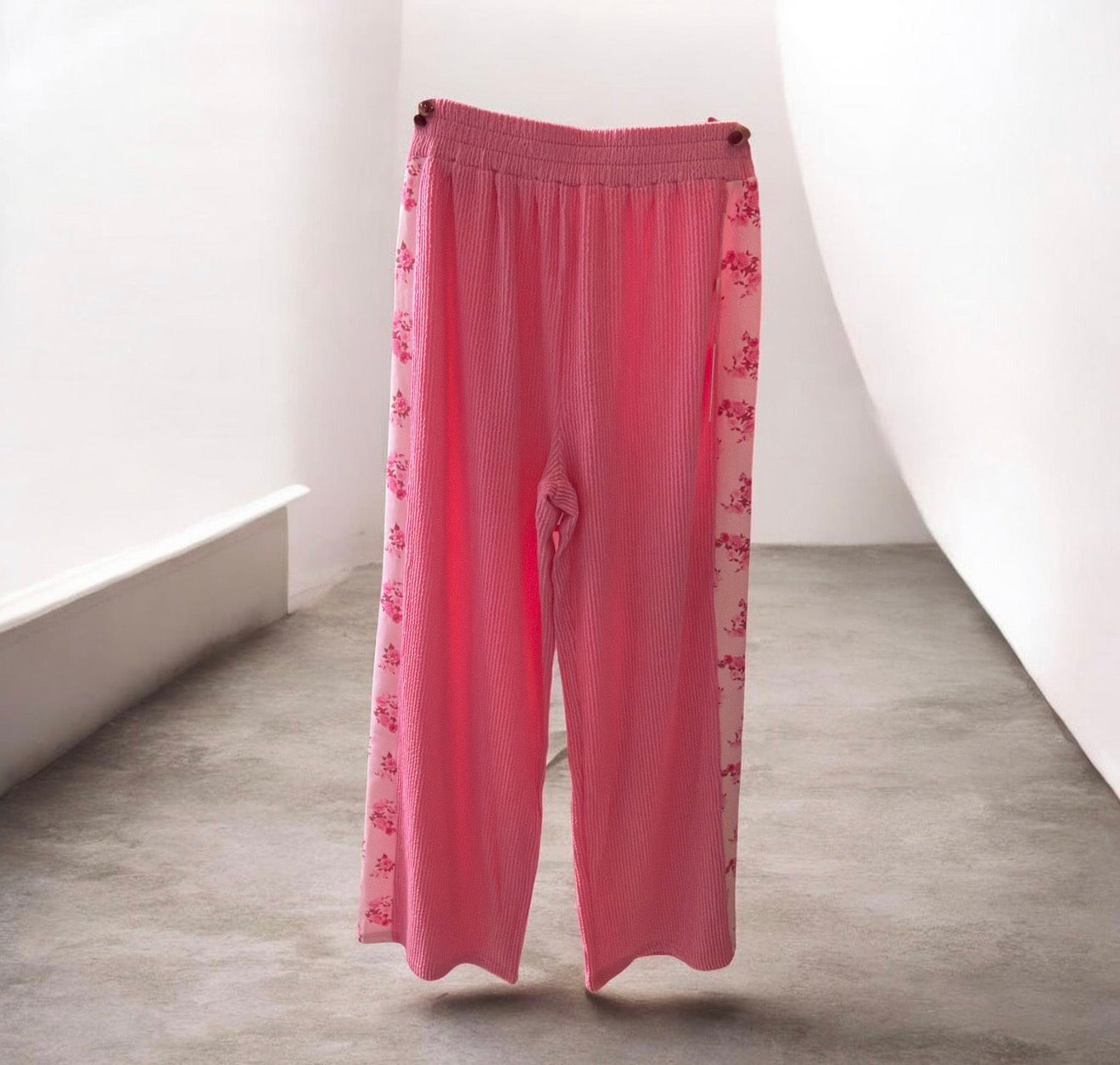 Simply Southern - Ribbed Pink Floral Stripe Pants