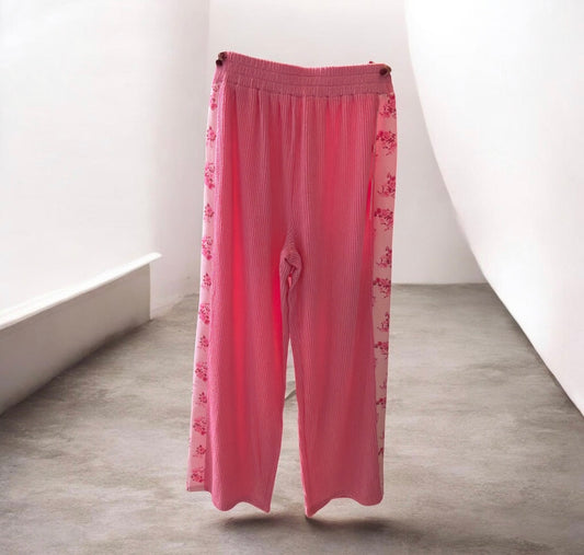 Simply Southern - Ribbed Pink Floral Stripe Pants