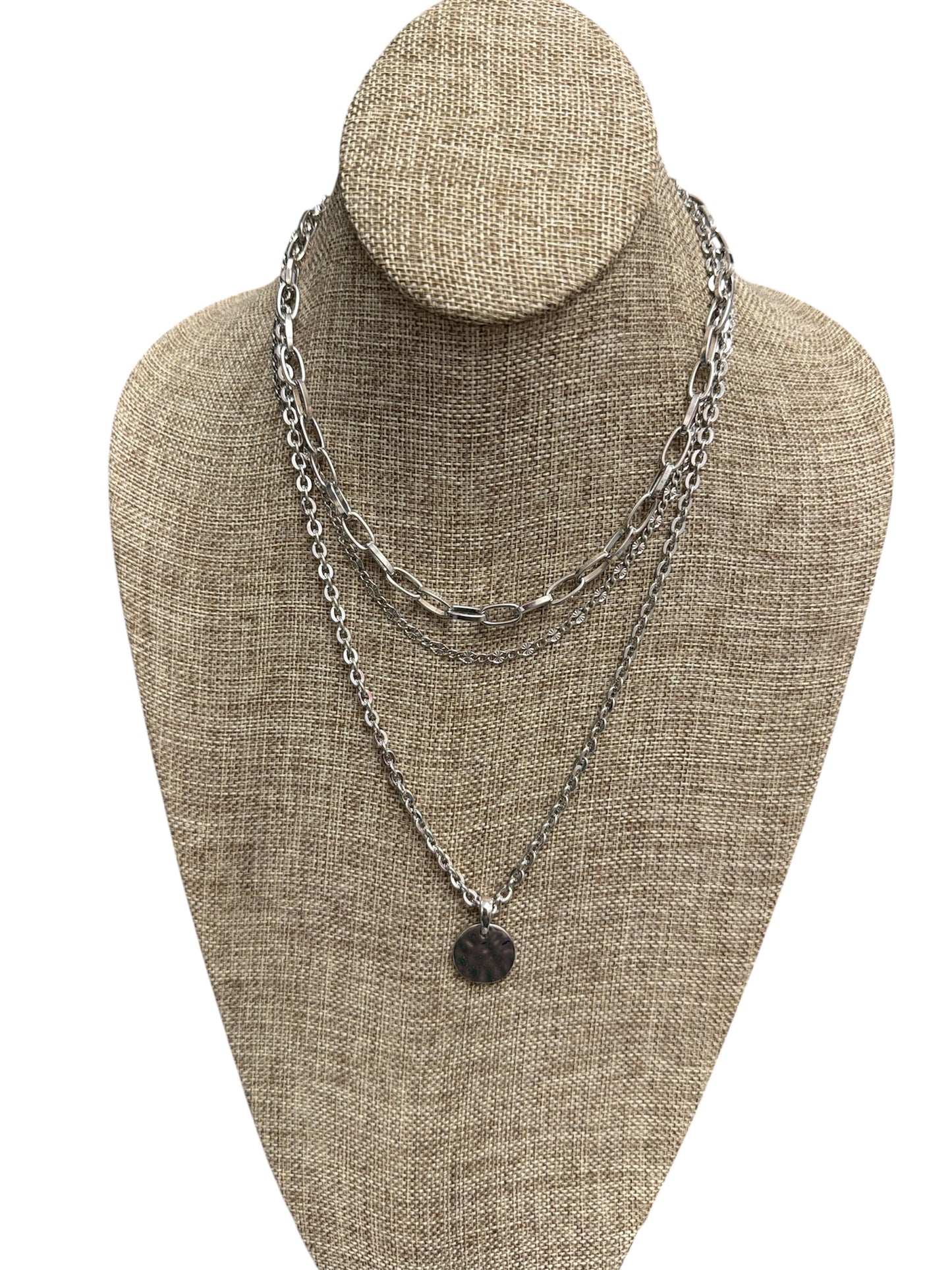 3 Layer Silver Necklace