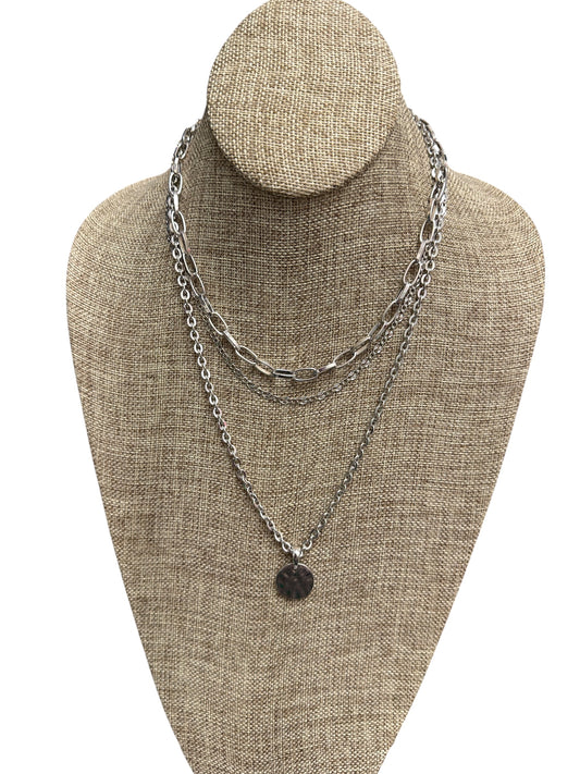 3 Layer Silver Necklace