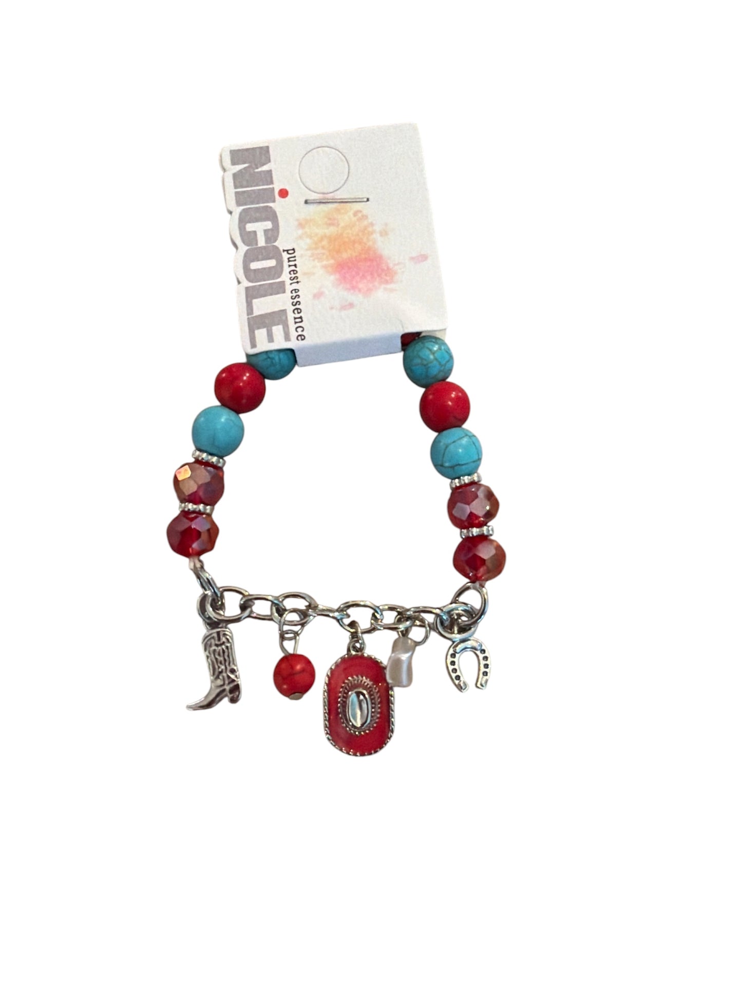 Western Stretchy Charm Bracelet Silver
