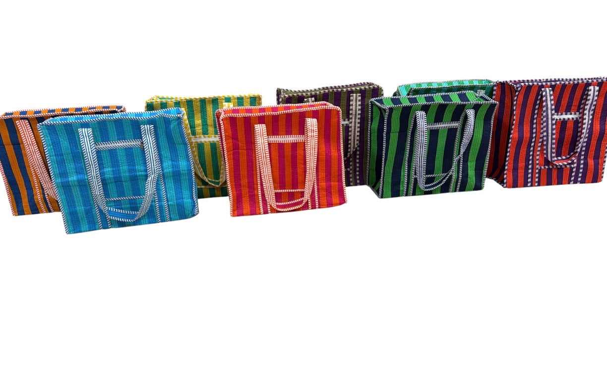 Jumbo Washable Striped Zipper Totes