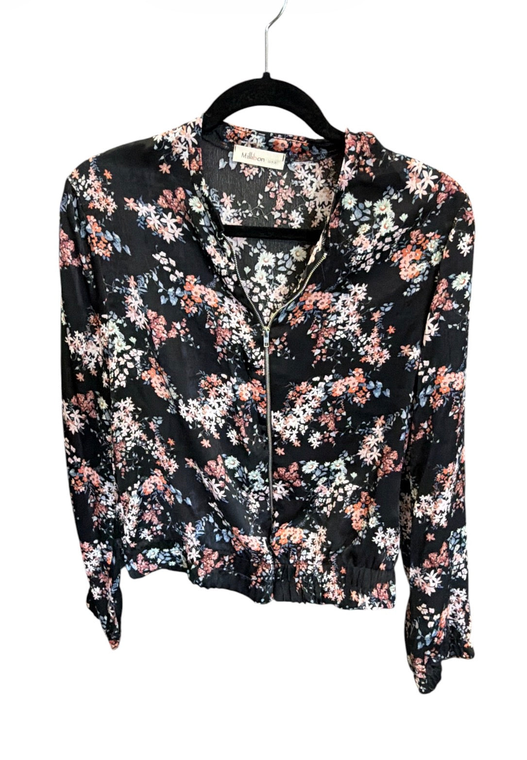 Silk Floral Zipper Jacket