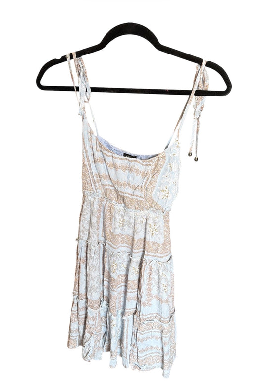 Blue Ruffle Tie Sleeve Dress