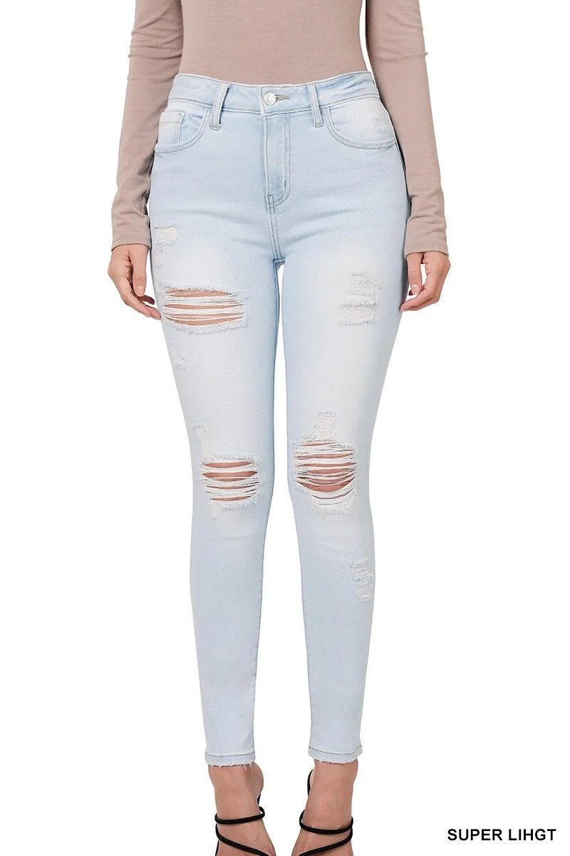 DISTRESSED SKINNY DENIM PANTS - ZJ1001