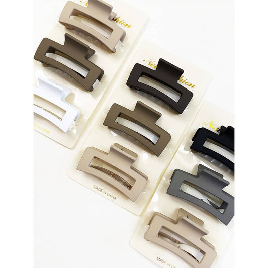 Neutral Color Mini Rectangle Hair Claw Set
