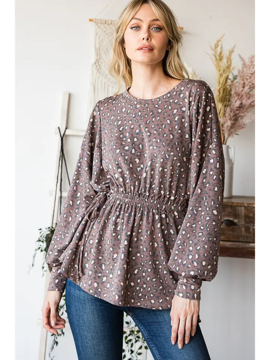 Long Sleeve Ruffle Elastic Waist